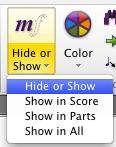 Edit > Hide or Show Select the time signature and hide it the same way Both the time signature and rest should have disappeared from the score.