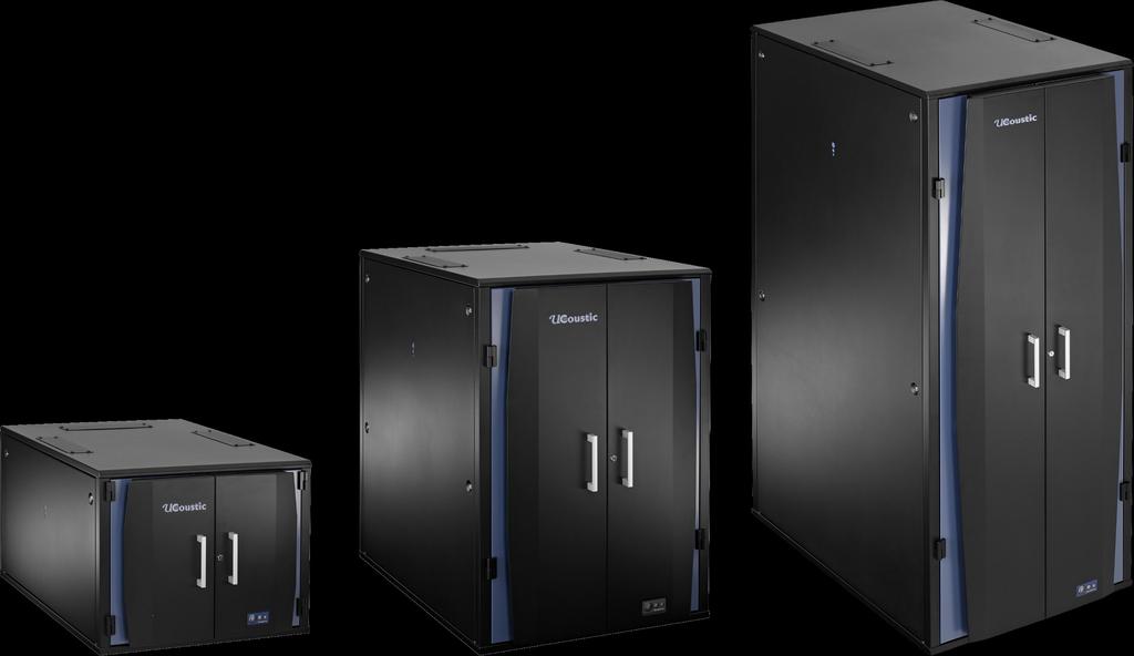 Standard specification 9210 Floor standing cabinets The UCoustic 9210 soundproof enclosure is available in active or passive configuration and three heights 12U, 24U and 42U; all are 780 mm wide and