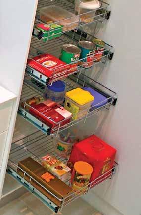 Stainless steel - Pantry drawer system 5x 100H stainless steel baskets Combined weight capacity 150kgs (standard slides) Fast and easy installation Lifetime guarantee against rust & lifetime warranty