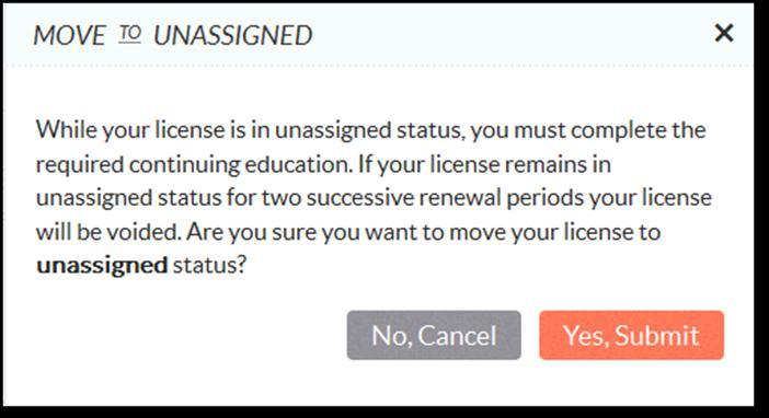 3.7 Option 6: Move to Inactive This option allows you to move your license to an