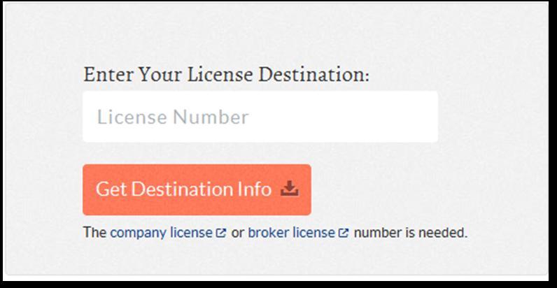 Enter the License Destination number and choose Get Destination Info.