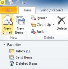 Composing a new email message Click