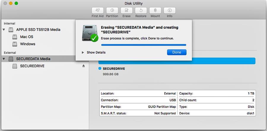 Close the Disk Utility. Technical Support This section covers contact information and information that SecureData, Inc.