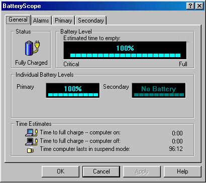 Customizig Your otebook Computer 27 Displayig Battery Iformatio About the Software o your otebook Computer Displayig Detailed Battery Iformatio You ca obtai detailed iformatio about the batteries.