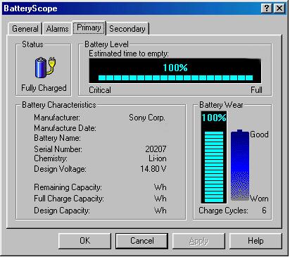 Customizig Your otebook Computer 28 Displayig Battery Iformatio About the Software o your otebook Computer You ca display the iformatio about each battery, such as estimated time-toempty or product