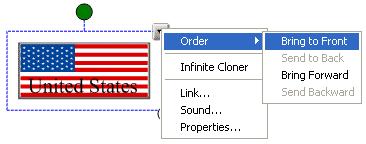 11 Select Clone from the object s drop-down menu to make a copy of the name of each country. There should be two country names for each flag.