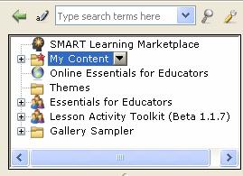 Preparing your lesson: advanced features The My Content area is a Gallery collection reserved specifically for objects and lessons you have imported, captured or created, such as the lesson you just