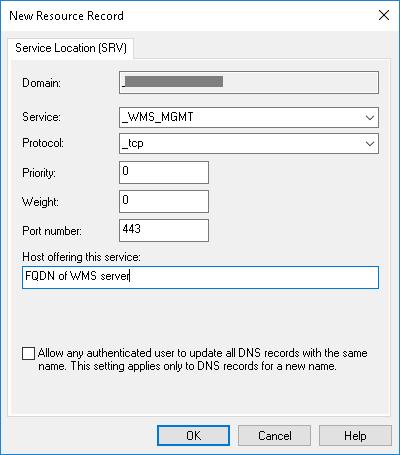 Figure 33. _WMS_MGMT service b To create MQTT server record, enter the following values, and then click ÓK.
