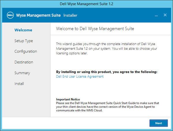 Figure 1. Welcome screen 3 Select the Setup Type you want to install, and click Next.