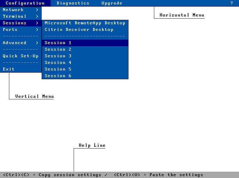 Appendix The mouse cannot be used within the telnet session. A help line is located in the bottom of the screen.