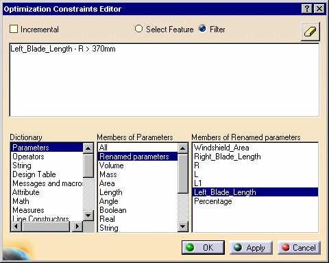 Formulating a New Constraint 1. In the Constraint editor, type the text of the constraint using the parameters and the operators available in the wizard.