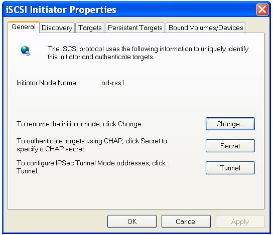 Using CHAP with the Microsoft iscsi Initiator If you are using one-way CHAP, the username and password that are entered into the Target Auth credential must match the username and target secret