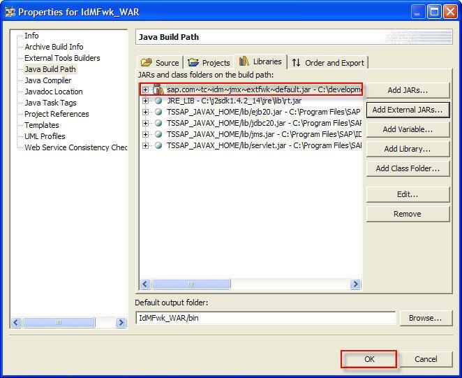 Section 1: Creating the project 7 2. Choose "Add External JARs ". Select the file sap.com~tc~idm~jmx~extfwk~default.jar.