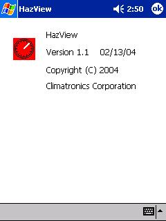 1.5.5.2 About HazView Toolbar: Displays a dialog box (shown in Figure 1.