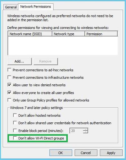 Wireless Network Permissions In AGO mode, the PP connection might get blocked in certain domain wireless network Group Policy.