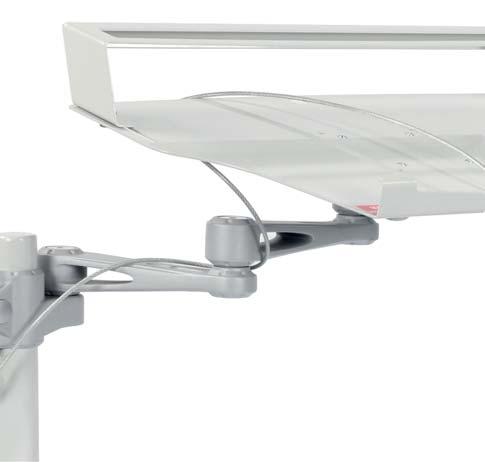 Laptop Holder - Removable, Swing Arm Three section swing arm offering height, rotation & angle adjustment Compatible