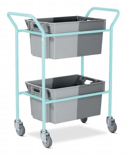 Medical Records Transfer Trolleys Double Box Trolley for the transportation of bulk case notes and x-rays Records stored in two removable boxes Lower - Top of box 440mm to fl oor Upper - Top of box