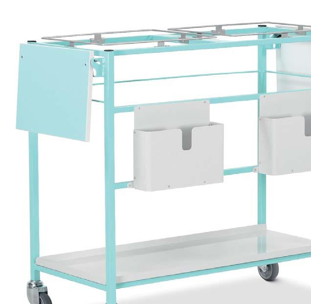 Medical Records Trolleys - Large Suitable for use with our popular fi ling pockets (order separately) Available with Open sides, lower shelf and work fl aps Locking top and lower shelf Locking top