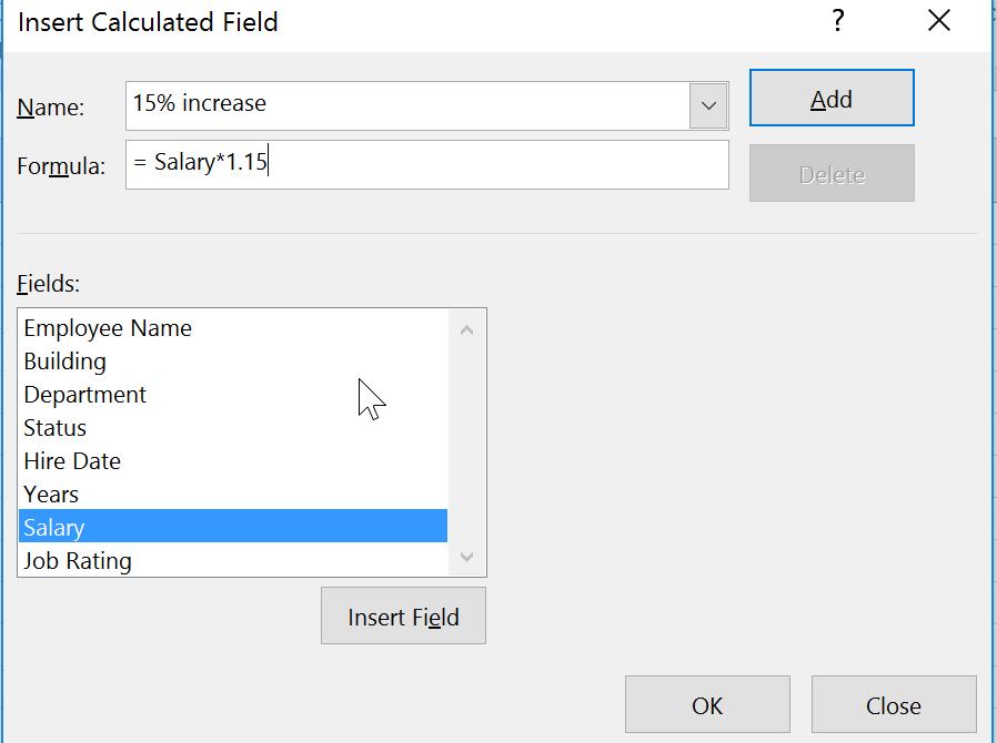 From the Calculations group, Select Fields, Items, & Sets >> Calculated Field. 3.