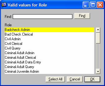 DAMION Discovery Application Administration Reference Guide 3. Assign the appropriate role(s) a. Click to highlight the appropriate role, and then click on the OK button.