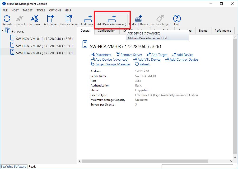 Provisioning Storage with StarWind VSAN Creating StarWind HA devices (DS1, DS2) 46.