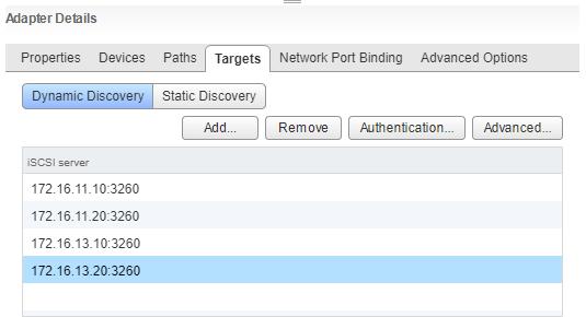 76. In iscsi Server field, enter the iscsi IP address of the first StarWind node and add other IP addresses of the second and
