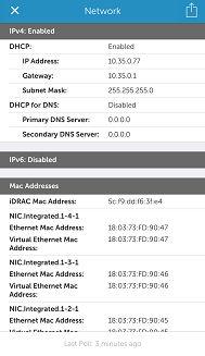 idrac: 1. In the idrac Details screen, tap Network Details.