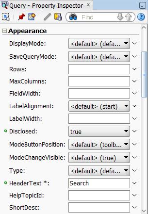 Creating Quick Query Search Forms Setting the ID of the query search form Setting the ID of the results component (for example, a results table) Selecting the default, simple, or compact mode for