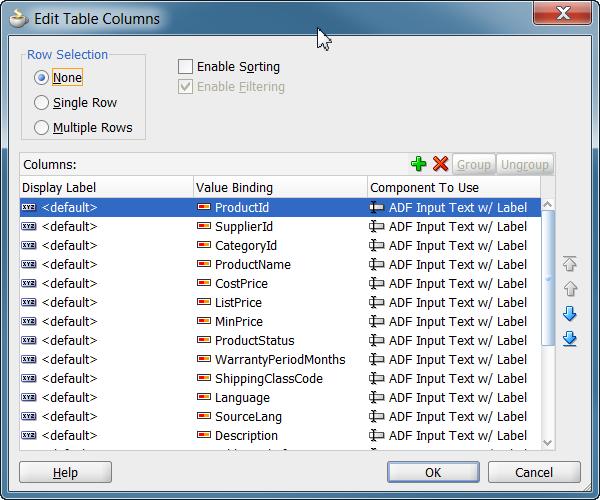 Creating Standalone Filtered Search Tables Figure 7 16 Edit Table Columns Dialog for