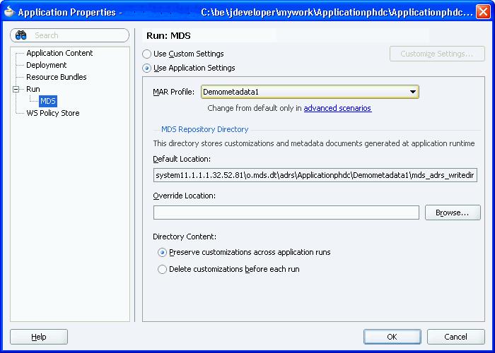 Preparing the Application Figure 8 1 Setting the Run MDS options 8.