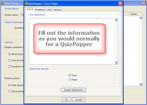 4. Fill out the information as you would normally for a QuizPopper.