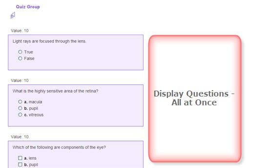 Display Questions - All at Once In their web browser, students can view all the questions by scrolling up