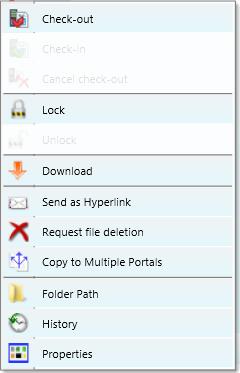 The Local File Menu The Local File Menu contains several options for modifying and working with files. Right-click on any file to access the Local File Menu for that file.