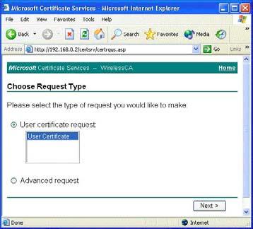 5. Make sure that User certificate