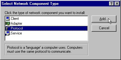 components. Option 1: If you have no TCP/IP protocol, click Add.