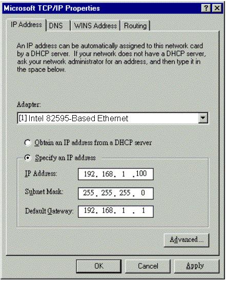 Enable Specify an IP address option.