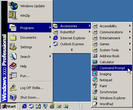 For Windows 2000 1. From the Start menu, point to Programs, Accessories and then click Command Prompt. 2. Type ipconfig at prompt. Then you will see the IP information from DHCP server. 3.