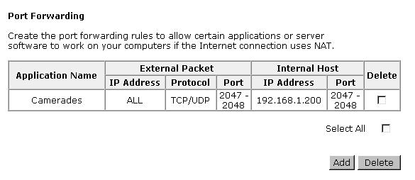 From Internet Host IP Address: Select the initial place for port forwarding. If you choose SINGLE, a box will appear for you to fill in the IP address for the specific host.