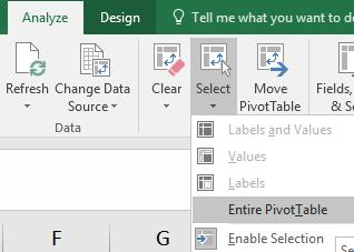 Optional Lab: Pivot Charts / Copying Pivot Tables 1. Explore the tab labeled Optional Pivot Charts. 2. Filter the data to Regions A and B using the Filter dropdown arrow in Cell A3 3.