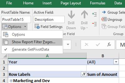Move to Cell A19 and CTRL V to paste a copy of the Pivot Table e. With this Pivot Table still selected, select PivotChart on the Analyze Ribbon. f. Select a Column Chart. g.