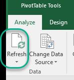 3. Refresh Pivot Table when Data Changes When changes are made to the source data, Pivot Tables do NOT