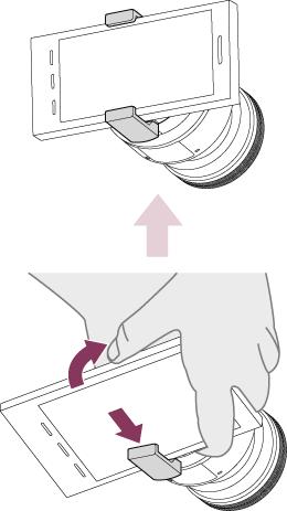 To remove the smartphone, extend the clamps of the attachment as you did when attaching, and remove.