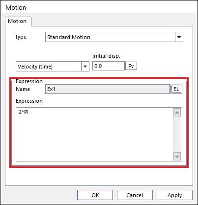 In the Motion dialog box, check if Expression is
