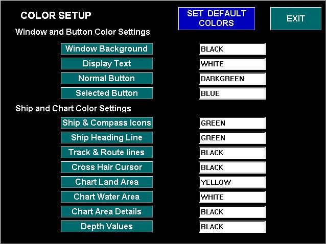 The options listed above will change the color of that feature that is to be displayed on each screen.