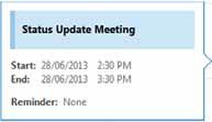 For instance, a blue bar indicates the person is busy and would not be able to accept a meeting request for this time, whereas a bar with a pattern would indicate free time or a possible conflict
