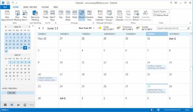 Lesson 4 Using the Calendar When you schedule appointments, meetings or events, the time in your calendar can be marked as free, tentative, busy or out of office.
