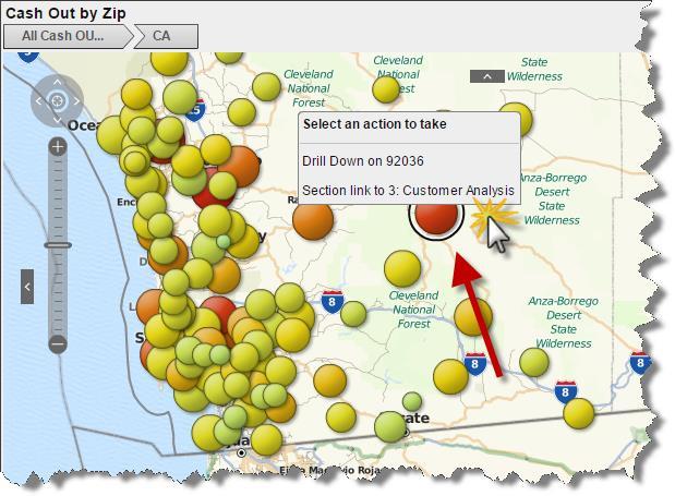 Figure 17: Drill into zip code to analyze potential funnel account activity.