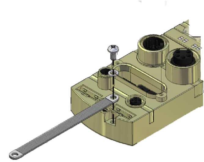 Fitting (keep to the sequence indicated) Fit the upper screw M6 to tightening torque of 8 ±0.1 Nm (70.8 ±0,9 lbf-in.) Align the case. Fit the lower screw M6 to tightening torque of 8 ±0.1 Nm (70.8 ±0,9 lbf-in.) Attach grounding strap Fig.