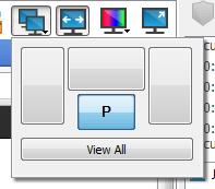 If additional monitors are configured, a Display icon will appear active in the Screen Sharing toolbar, and a Displays tab will appear in the bottom right corner of the console.
