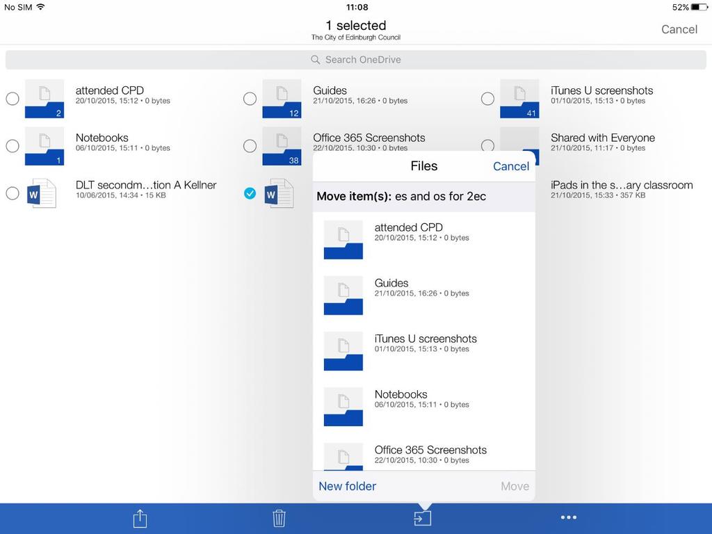 OneDrive on Your ipad continued Move Files into a folder